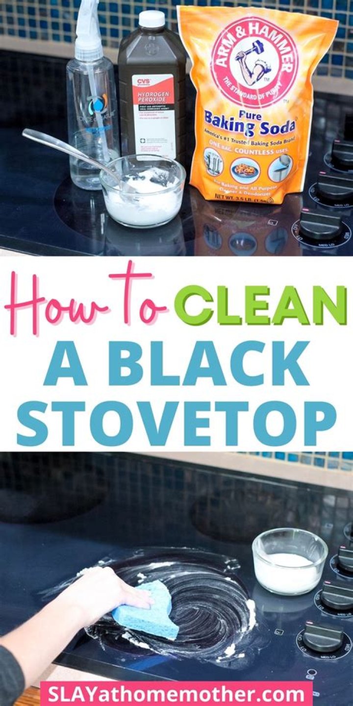 How do you clean a black stove top with baking soda?