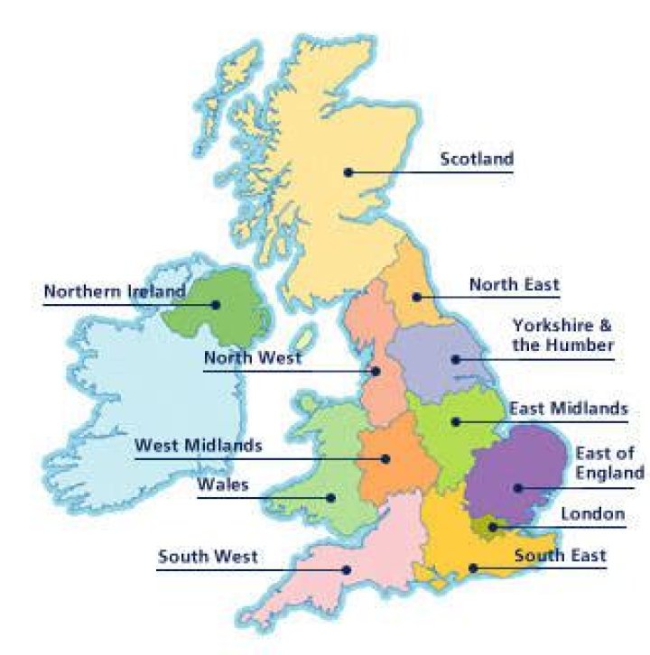 How is the UK divided into regions?