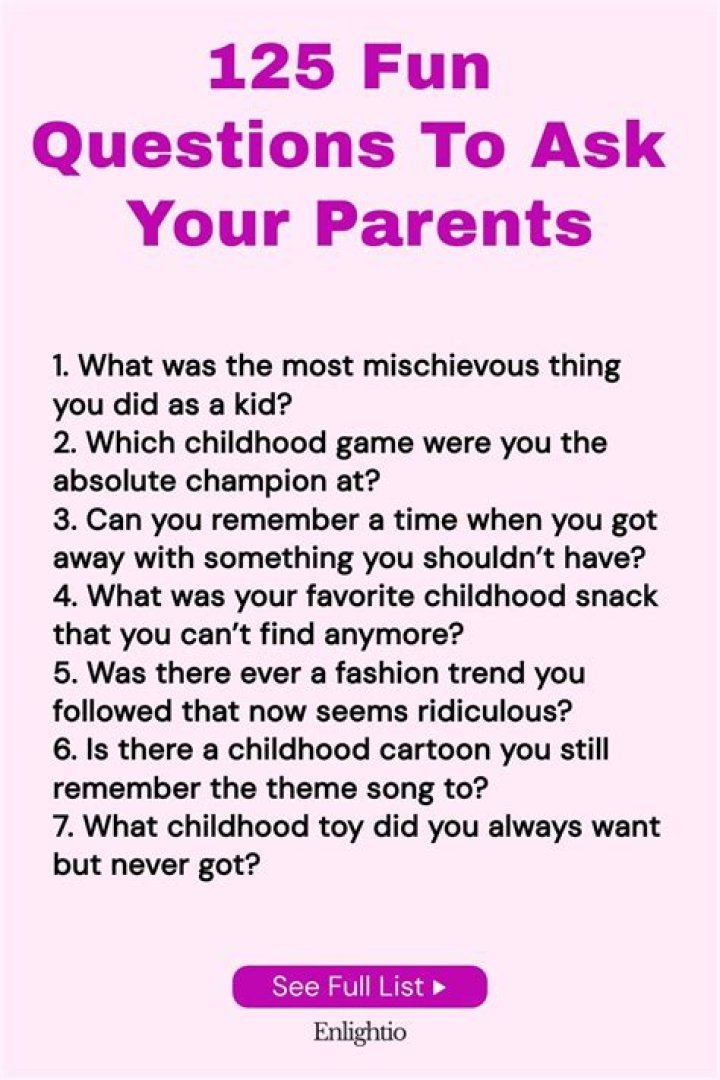 What are some questions to ask your parents?