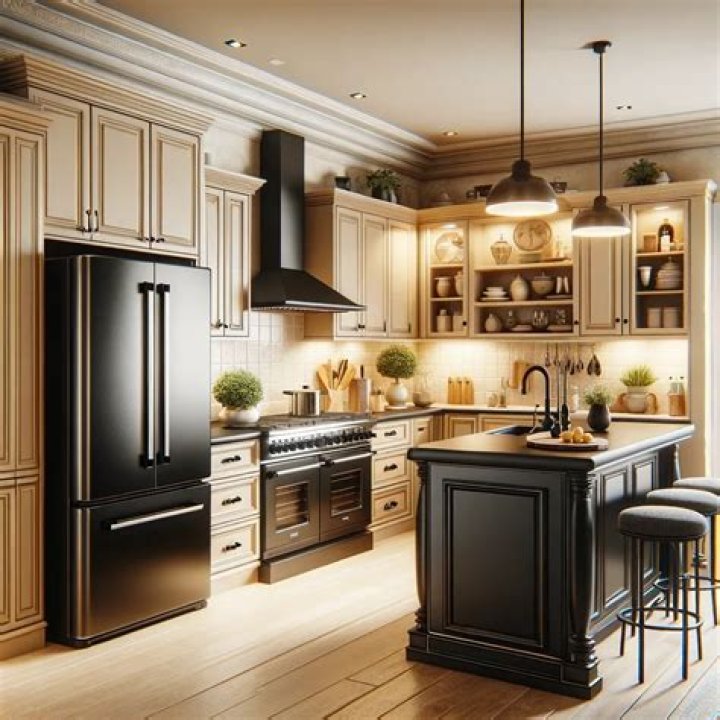 What color cabinets go well with black appliances?