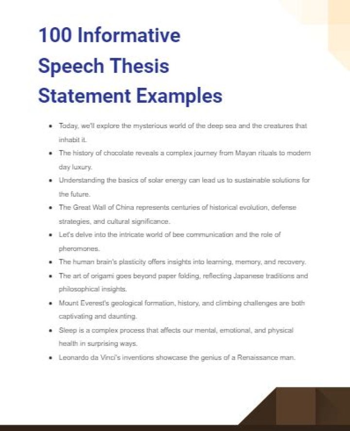 What is an informative thesis statement?