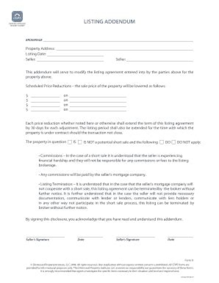 What is exclusive brokerage listing addendum?