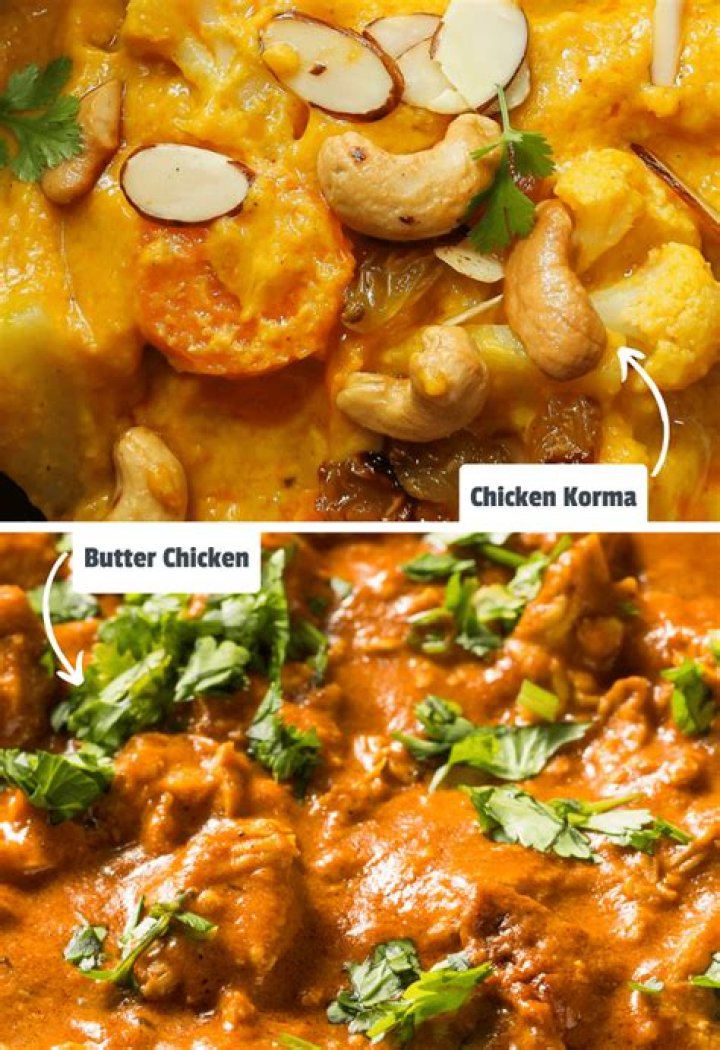 What is the difference between chicken korma and butter chicken?