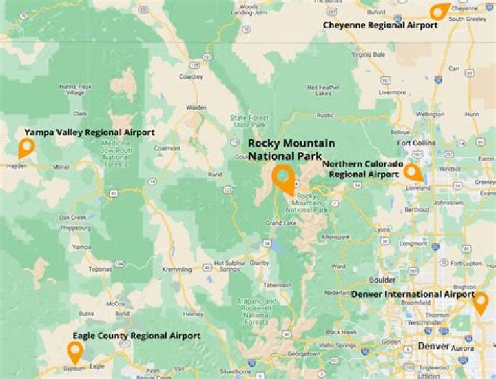 Where do you fly into for Rocky Mountain National Park?