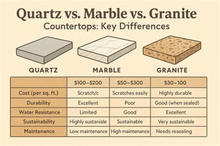 Which weighs more granite or quartz?